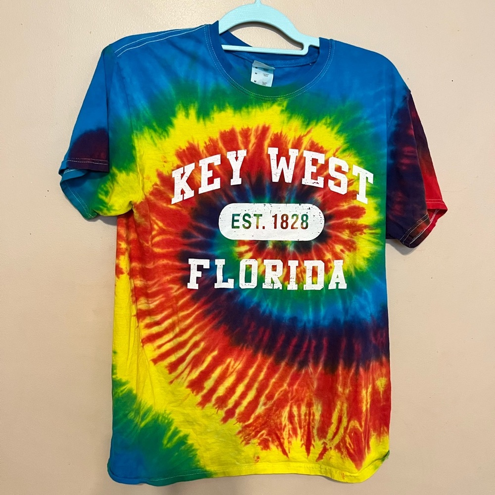 Tie Dye Key West Florida Unisex T-Shirt‎ Colorful size Medium Colortone Tag GUC